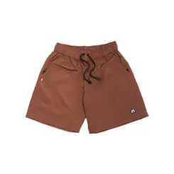 SHORTS HIGH LOGO LINE BROWN