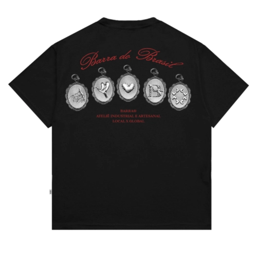 CAMISETA BARRA CREW MEDALHAS PRETA