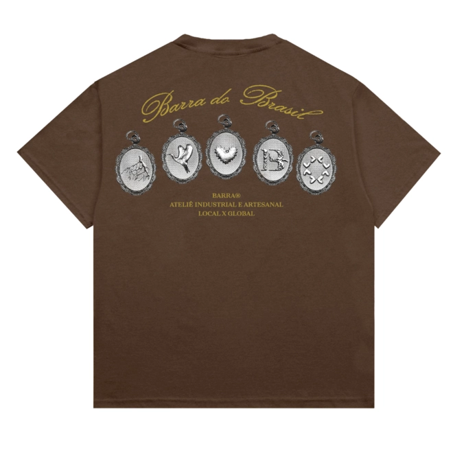 CAMISETA BARRA CREW MEDALHAS MARROM