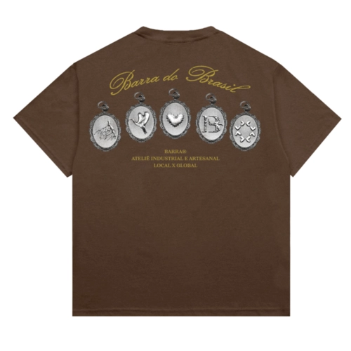 CAMISETA BARRA CREW MEDALHAS MARROM
