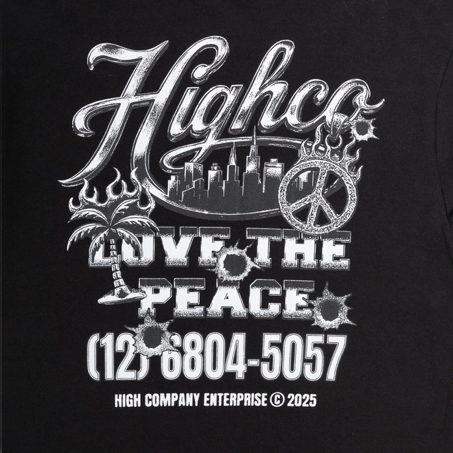 CAMISETA HIGH LOVE THE PEACE BLACK