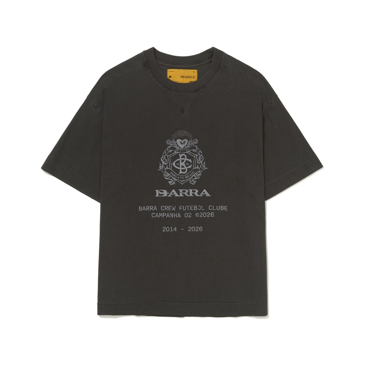 CAMISETA BARRA BRASÃO ESTONADA PRETA