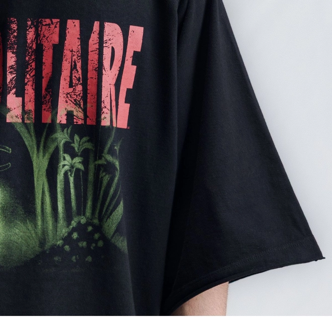 CAMISETA QC PIQUET PLAYSOLITAIRE OVERSIZED RAGLAN BLACK