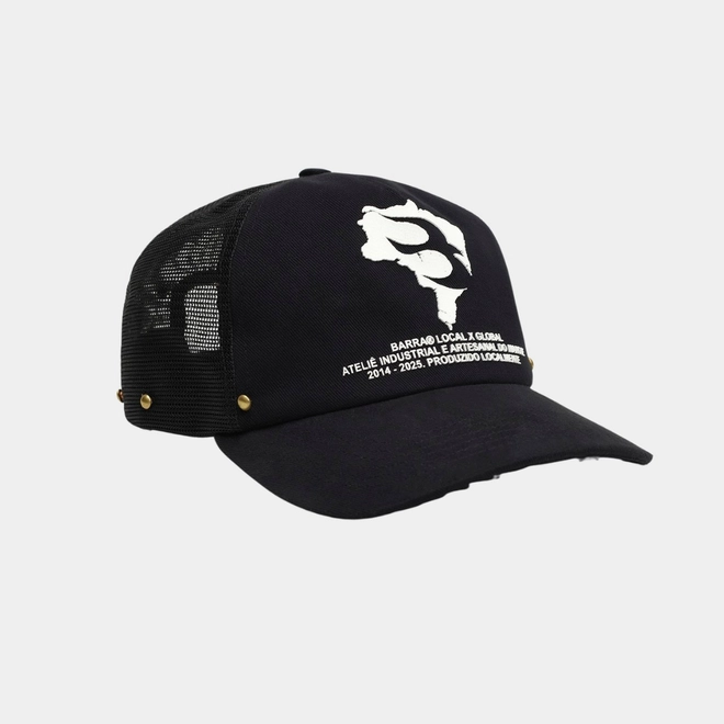 BONÉ BARRA TRUCKER "BRASIL ESTÊNCIL" PRETO