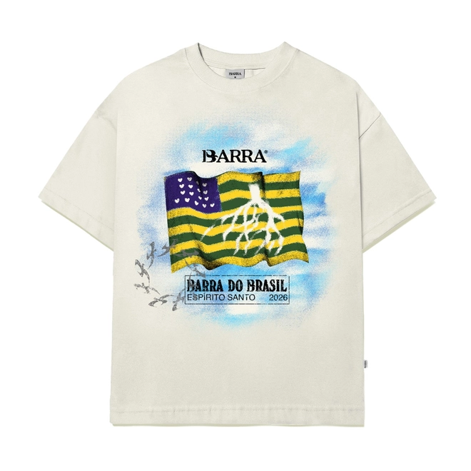 CAMISETA BARRA ESTADOS UNIDOS DO BRASIL OFF WHITE