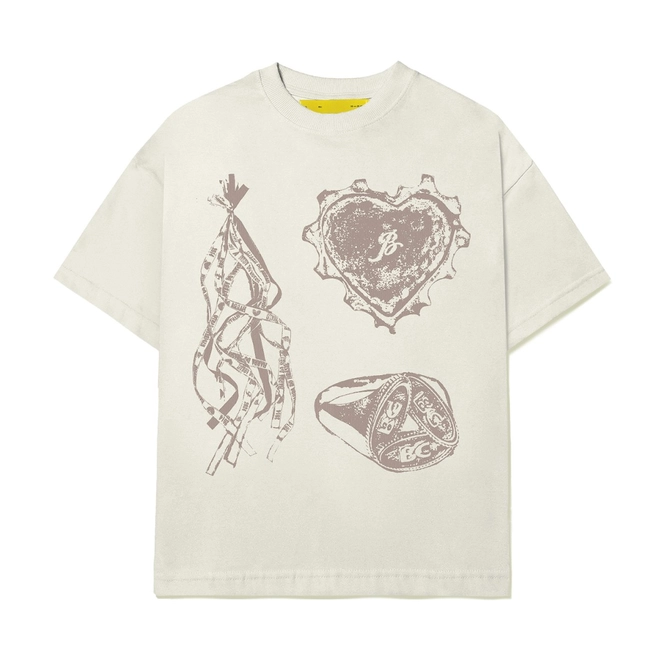 CAMISETA BARRA ICONOGRAFIA ESTONADA OFF WHITE